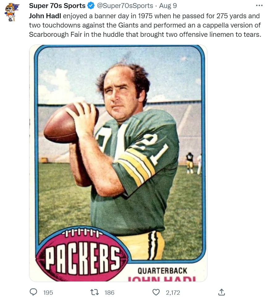 Muere jugador John Hadl