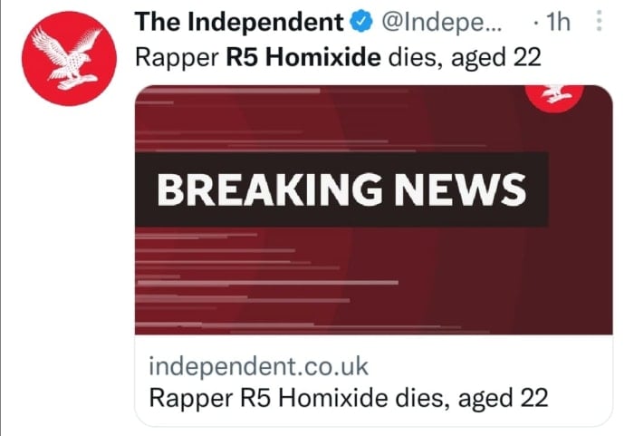 Rapper R5 Homixide dies
