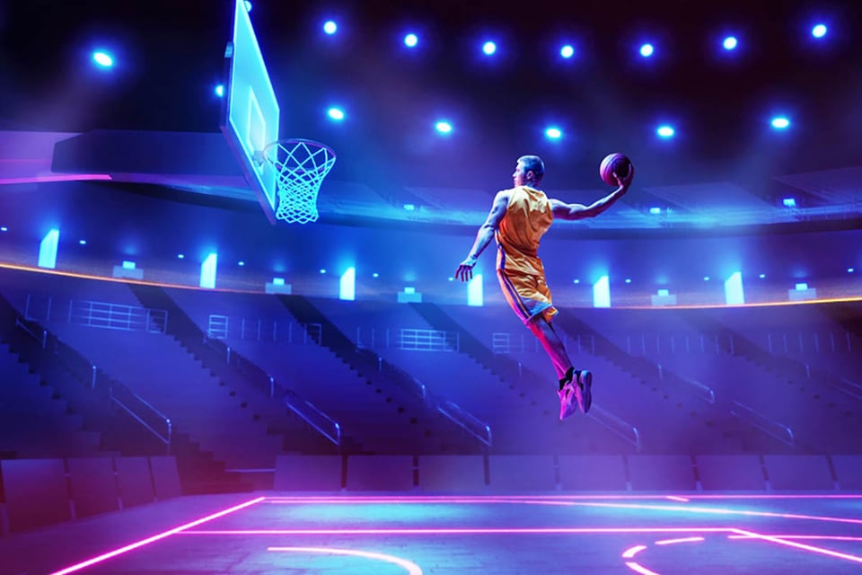 Puntuación, gol ganador, jugador de basquetbol, Juegos históricos de basquetbol , deporte, competencia-Scoring, winning goal, basketball player in yellow uniform jumping, throwing ball into basketball, sport, competition