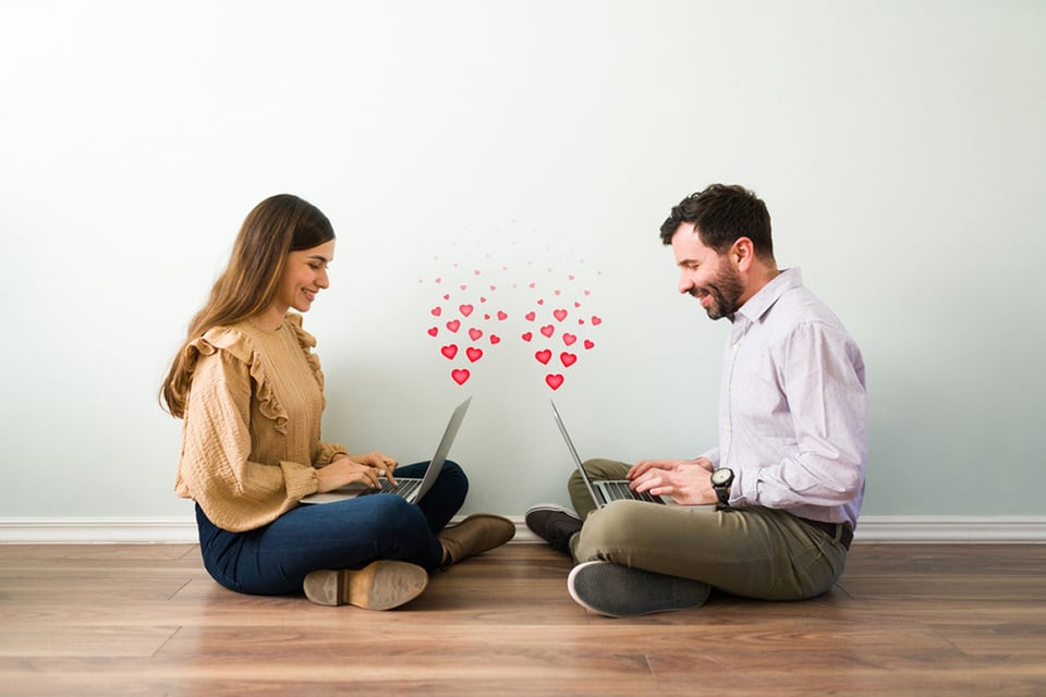 Young woman and adult man in love