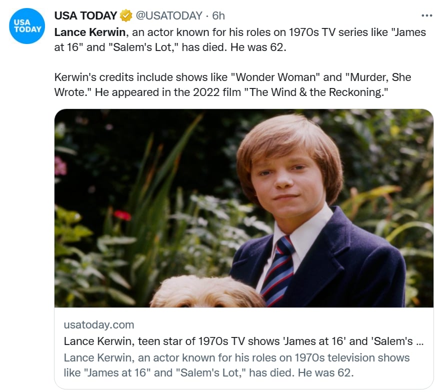 Muere actor Lance Kerwin