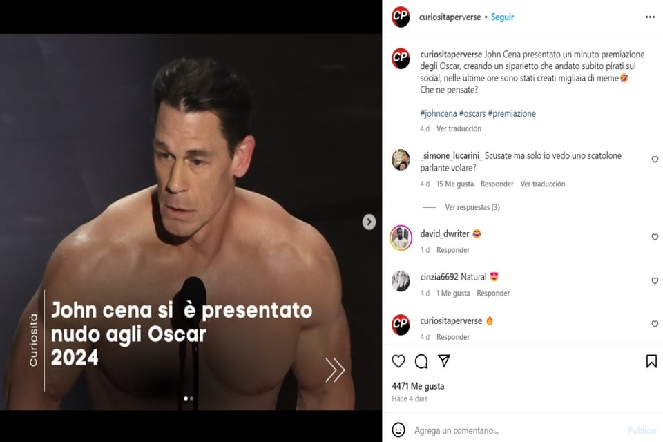 Oscars, Jimmy Kimmel, Best costume, toga, MundoNOW, John Cena thong video