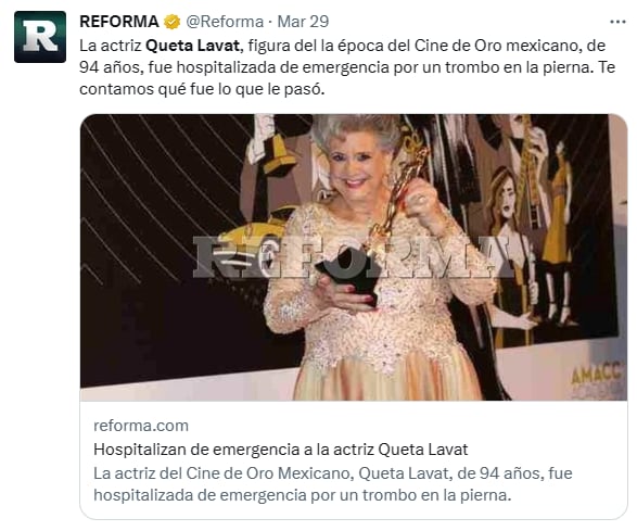 Actriz enferma