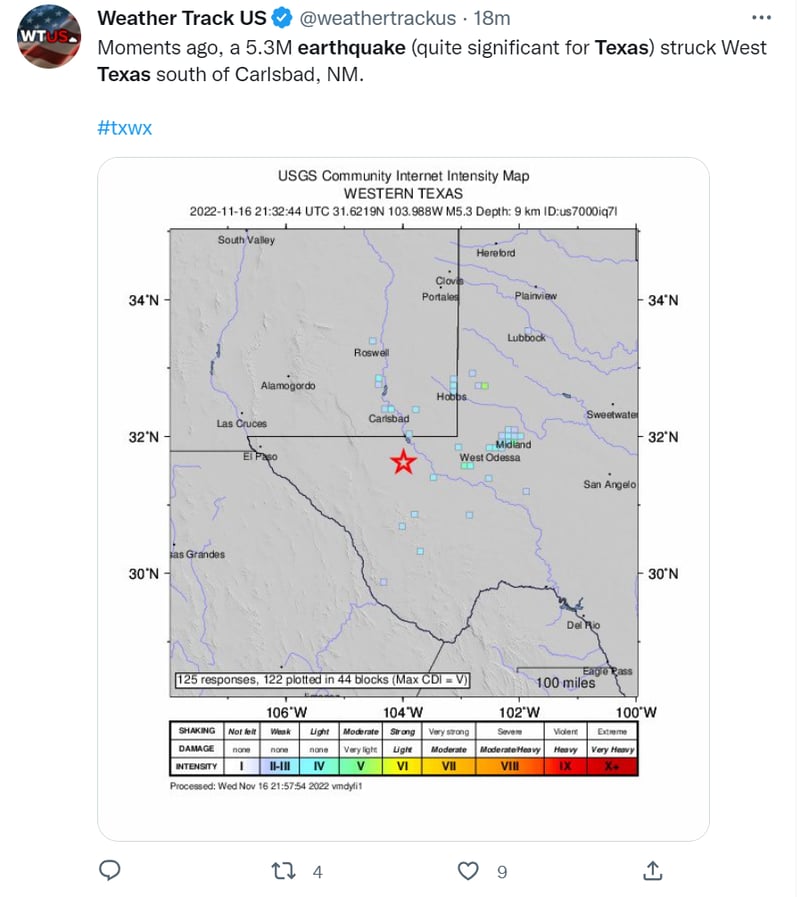 Temblor países