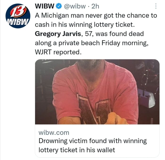 Win lottery and die