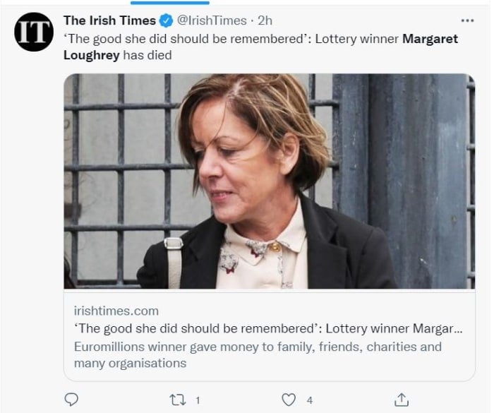 Win lottery and die