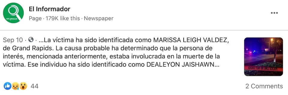 Marissa Valdez, one more victim of firearms
