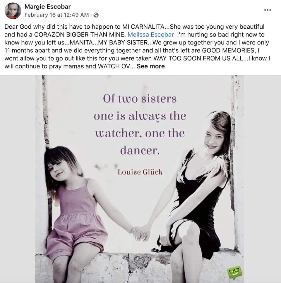 "Please keep both families in your prayers."