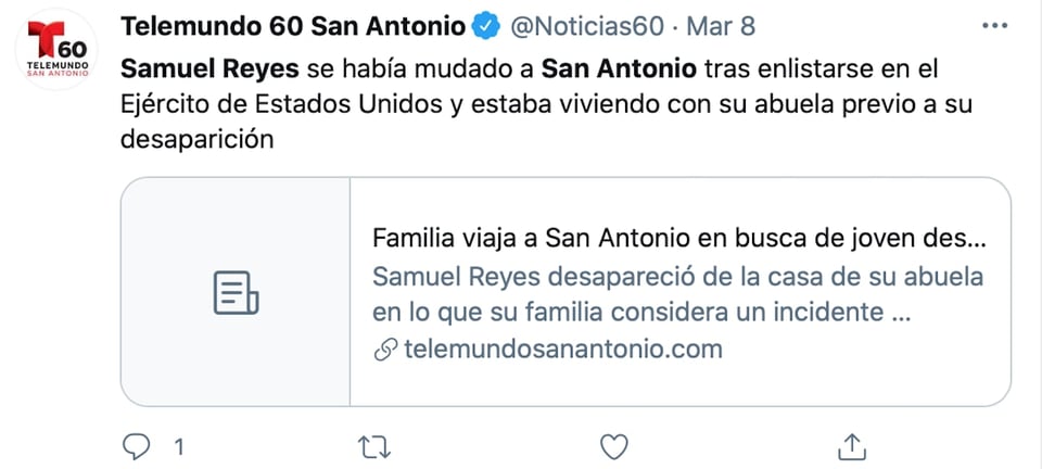 Samuel Reyes disappeared four months ago and is found dead