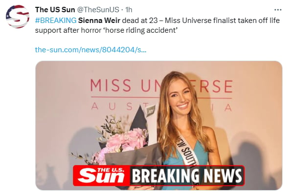 Miss Universe finalist dies