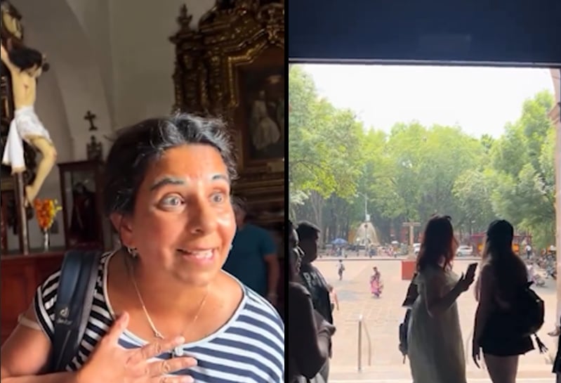 Mujer arremete, iglesia,vestimenta,redes,video