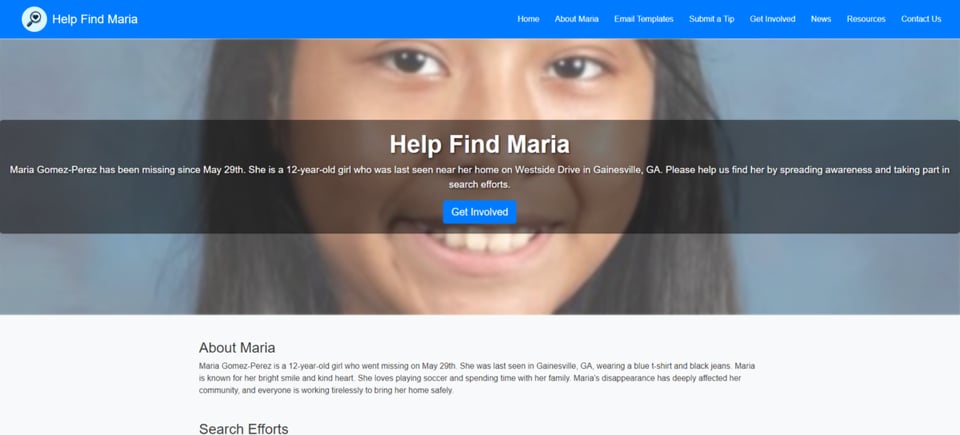 Condado de Hall,pagina web,María Gómez Pérez,niña desaparecida Gainesville, comunidad