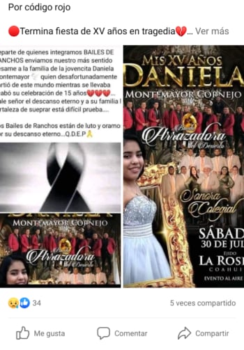 De qué murió quinceañera