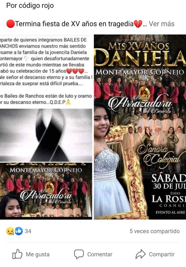 What did quinceañera die of?