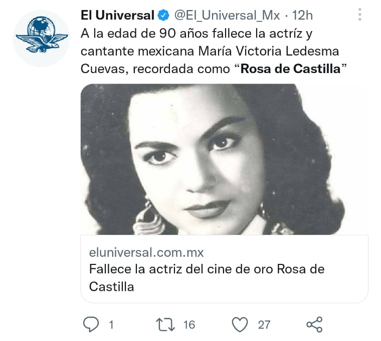 Muere Rosa de Castilla