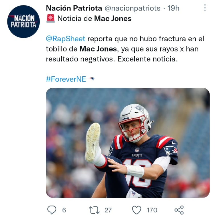 Jones listo para avanzar en segundo año con los Patriots