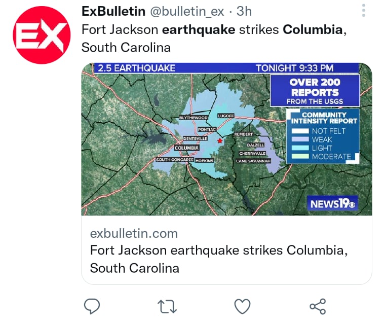 Terremoto Carolina del Sur