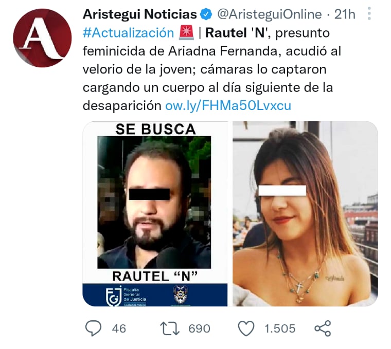 Presumed murderer Ariadna Fernanda