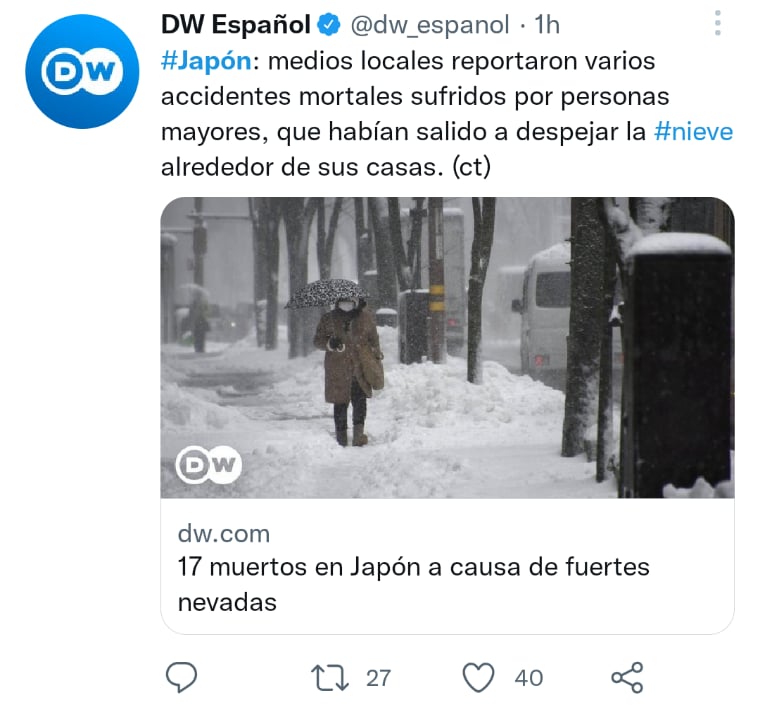 Muertos nevadas en Japón