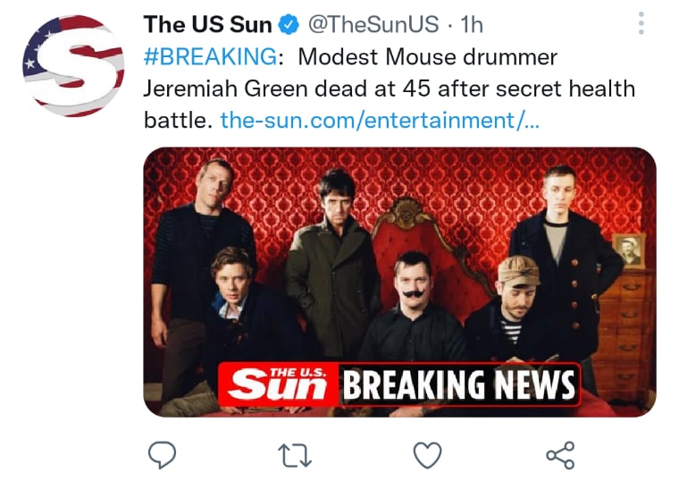 Jeremiah Green drummer dies