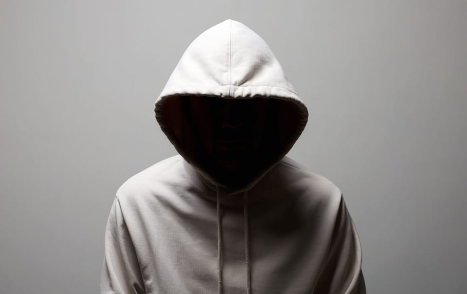 A hooded man representing violence