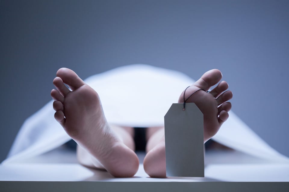 Feet of death man