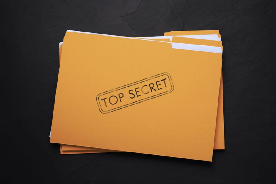Folders with "top secret" written