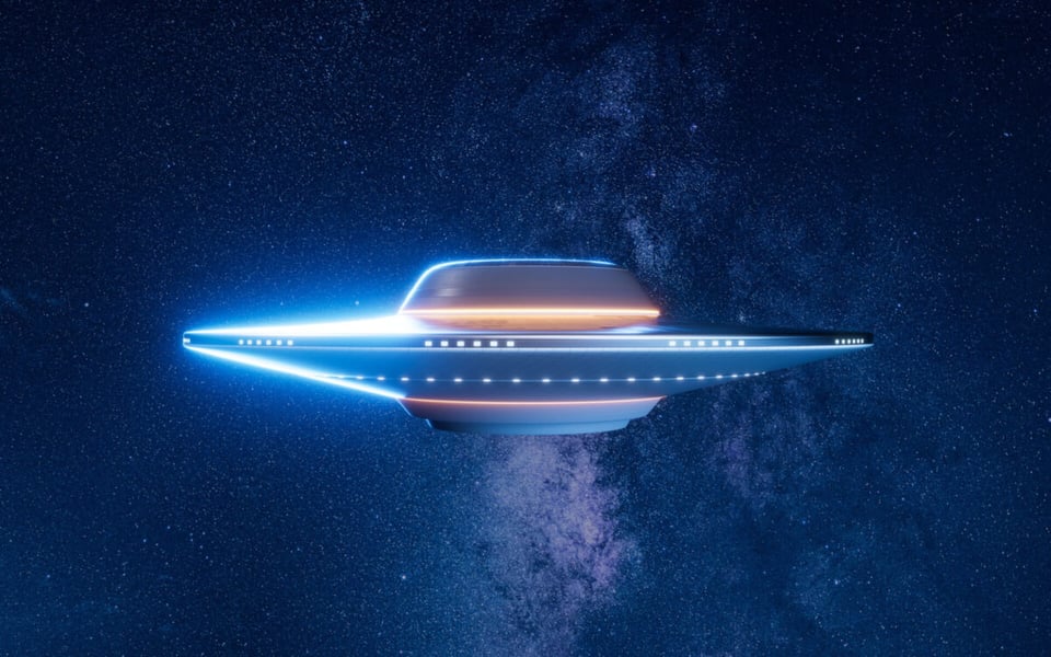 UFO in space flying