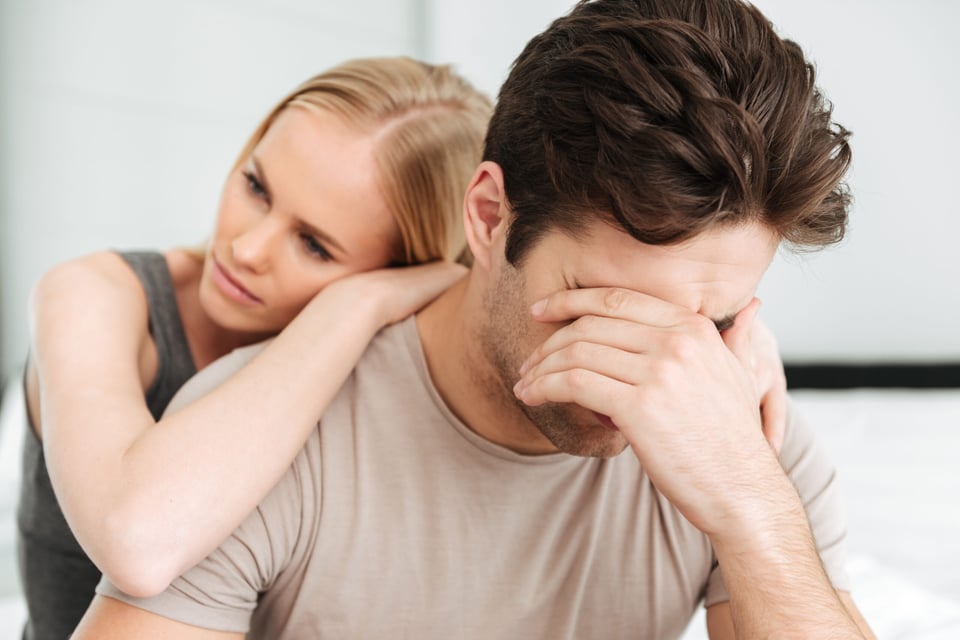 Man talking to his partner about his fears
