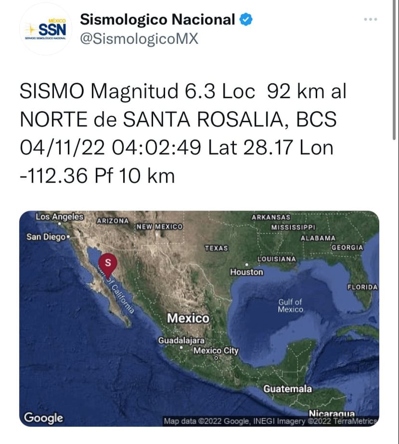 Protección Civil en México informa tras el sismo de 6.1