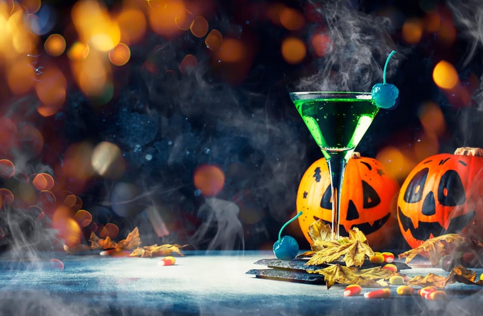 jack o Lanterns, calabazas, bebidas, alcohol, fiesta