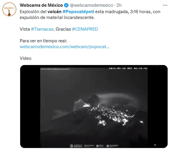 Popocatépetl volcano explosion