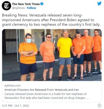 EEUU acuerdo Venezuela presos