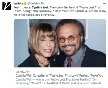 Muere Cynthia Weil