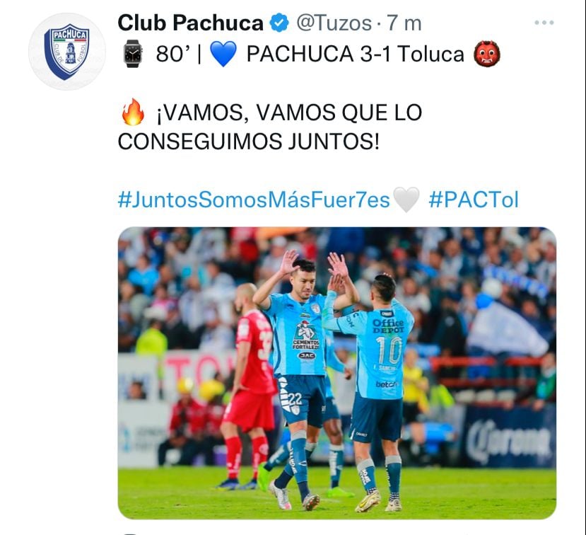 ¿Quién ganó el partido Pachuca vs Toluca?