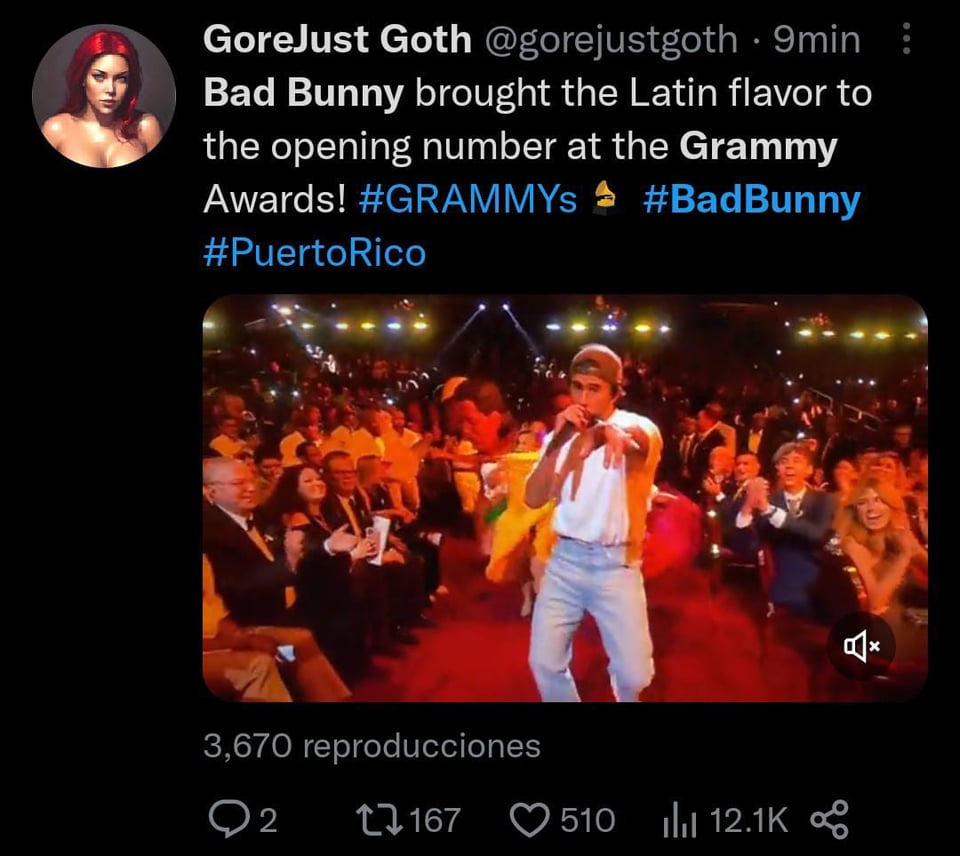 Bad Bunny se encargó del numero de apertura de los Premios Grammy