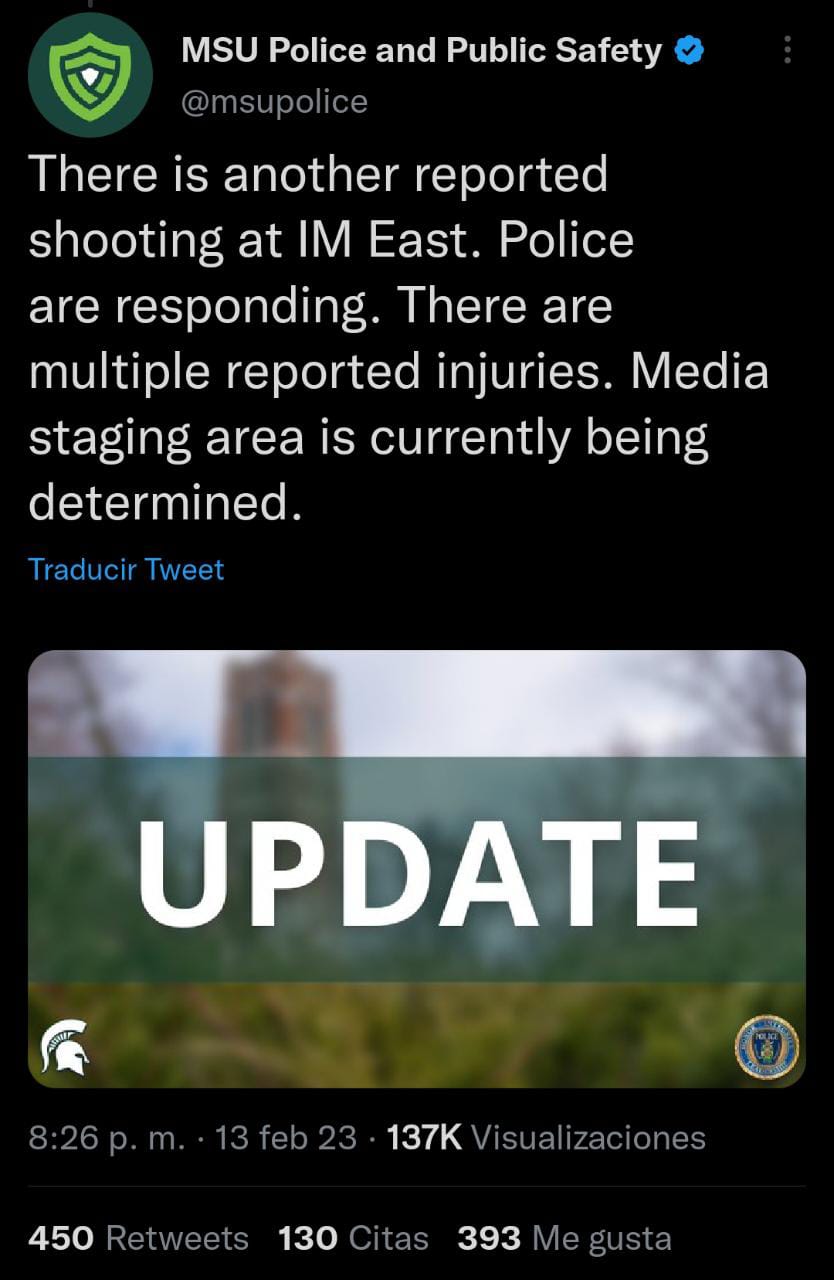 Reportan más disparos en el campus de Michigan State University