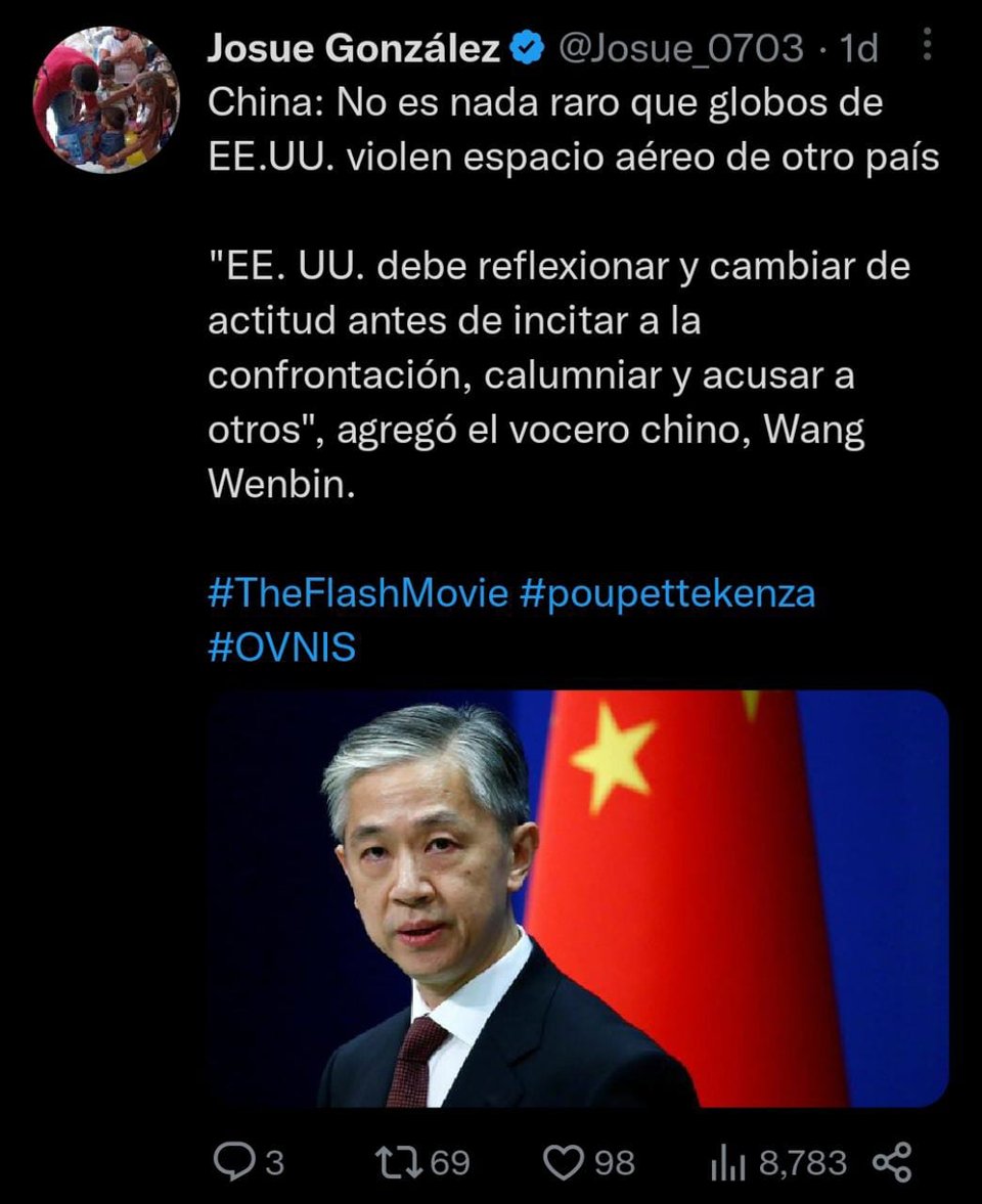 Durante la rueda de prensa, el portavoz Wang Wenbin expresó que EEUU había sobrevolado su territorio anteriormente