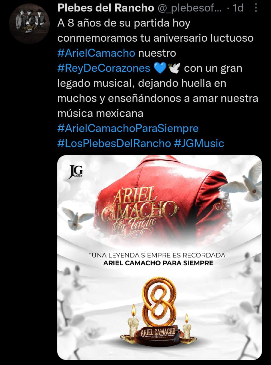 'Los Plebes del Rancho' se dejaron ver de luto luego de recordar la muerte de Ariel Camacho