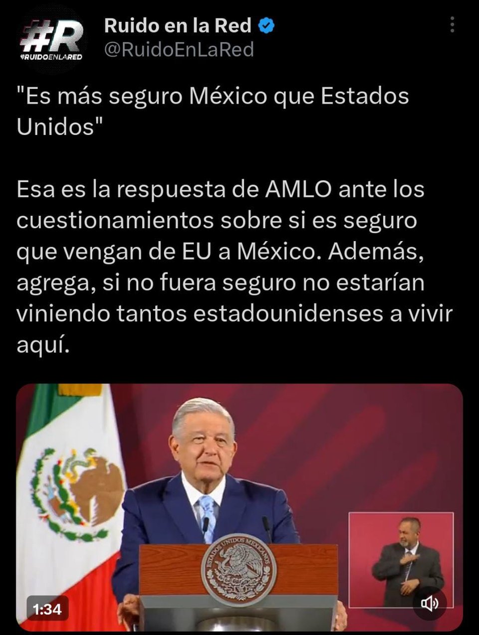 Gobierno estadounidense aconseja no viajar a México por vacaciones, mientras el mandatario asegura que es algo seguro