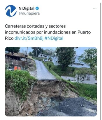 Inundaciones en Puerto Rico provocan carreteras y sectores incomunicados