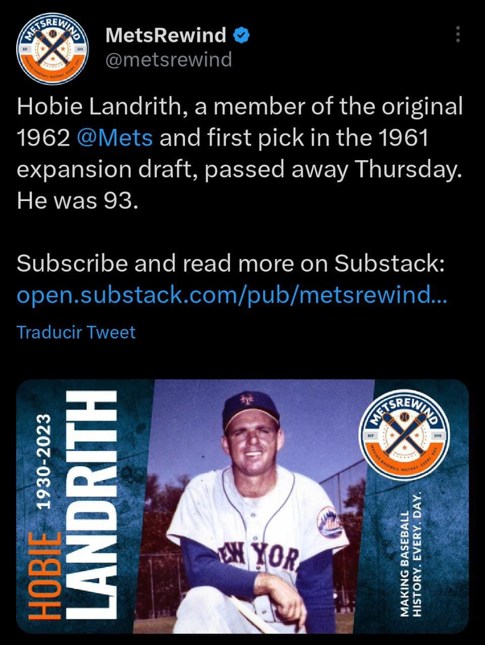 He was the first Mets player