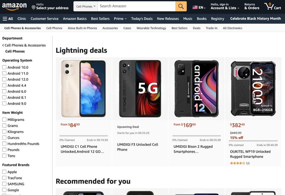 Amazon, página en línea, compras en línea, celulares, MundoNOW