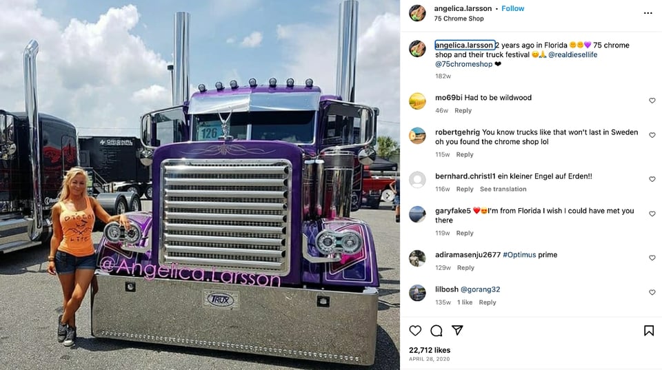 sexy truck driver, Angelica Larsson, trailer, Motor, MundoNOW