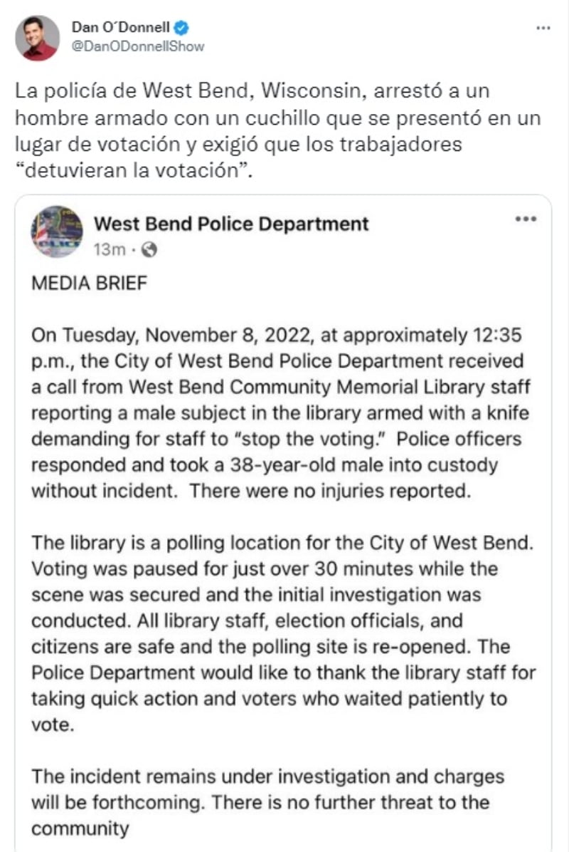 Nadie resultó herido tras el incidente