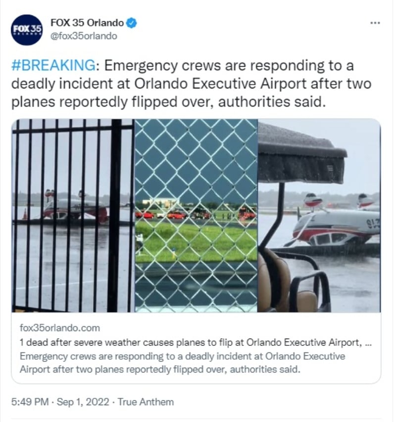 Clima severo provoca accidente entre dos aviones