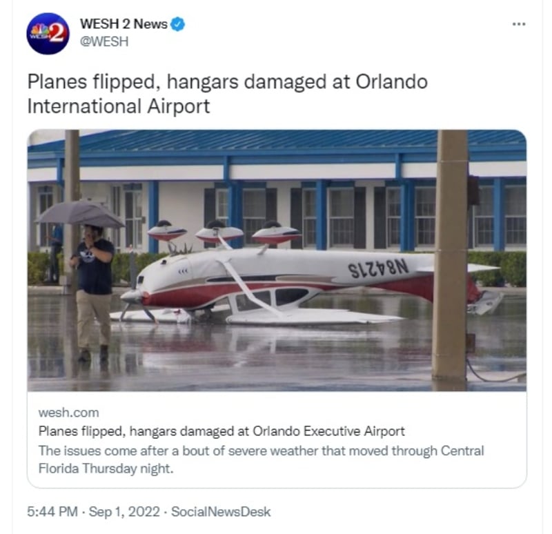 Clima severo accidente aviones: Quedaron de cabeza