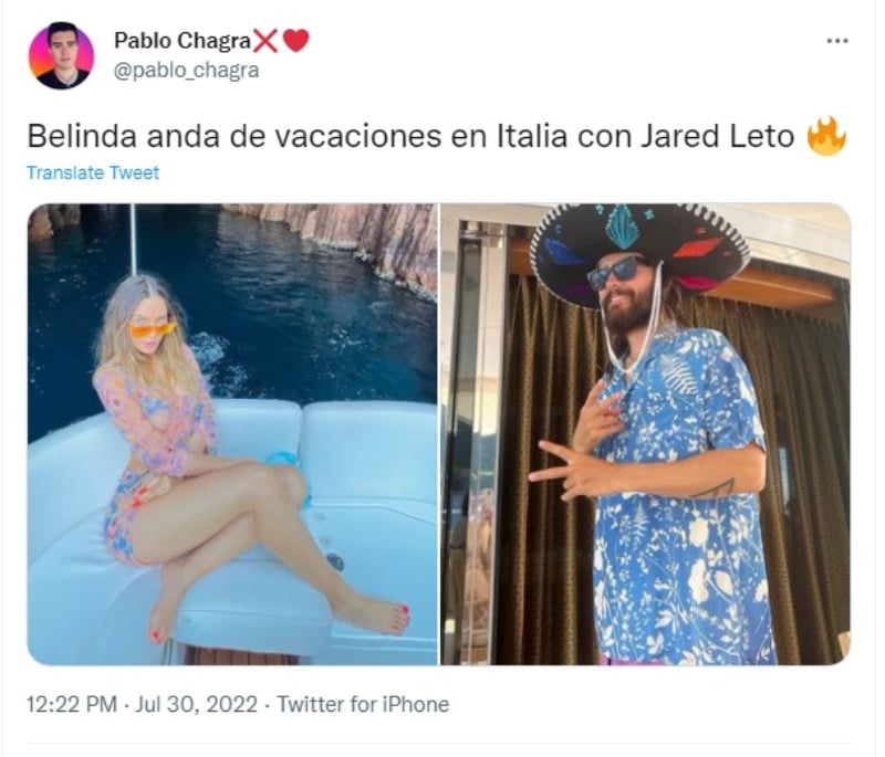 Belinda vacaciones Jared Leto: Se encuentran en Italia