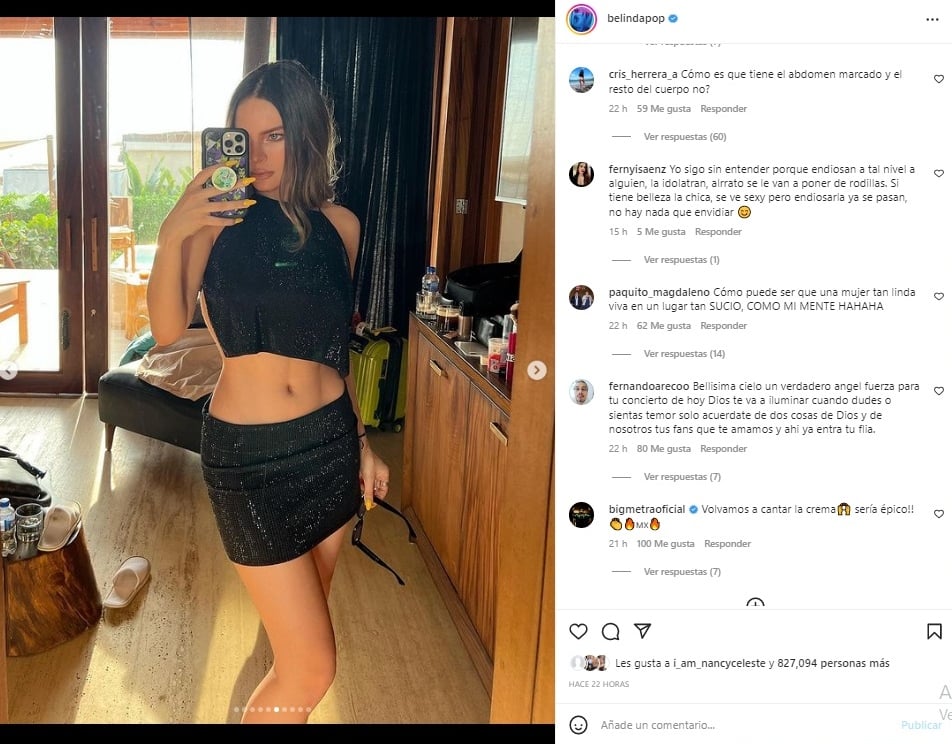 Belinda poses in a daring miniskirt