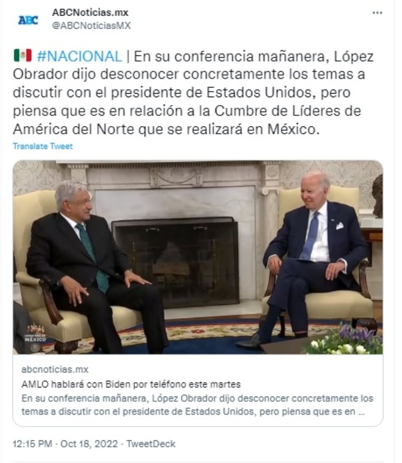 Biden and AMLO talk on the phone